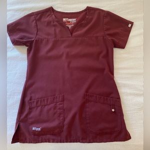 Greys Anatomy Maroon Scrub Top